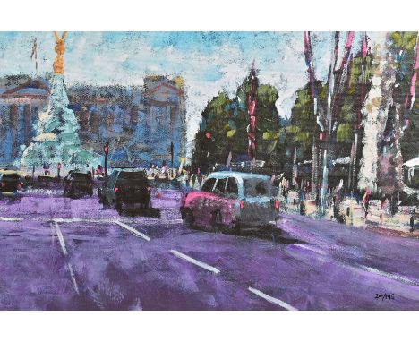 TIMMY MALLETT (BRITISH CONTEMPORARY) 'CELEBRATING ON THE MALL', a limited edition print on canvas of a London street scene 24