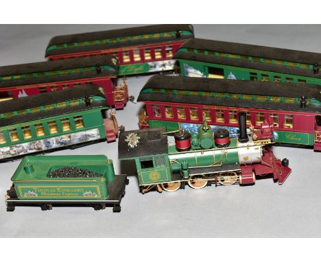 A BACHMANN HO GAUGE THOMAS KINKADES CHRISTMAS EXPRESS TRAIN SET, from the Hawthorn Village Collection, locomotive and tender,