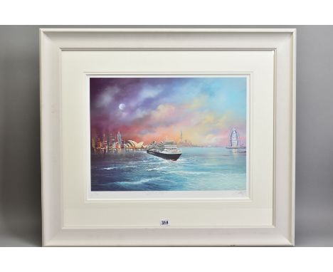 PHILIP GRAY (IRELAND 1959) 'VOYAGE OF MEMORIES, QUEEN VICTORIA 2013', a limited edition print of the ocean liner Queen Victor