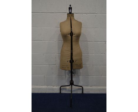 A VINTAGE CHIL DAW PIONEER NO.344739 FEMALE DRESSMAKERS MANNEQUIN, on a tripod stand, height approximately 160cm
