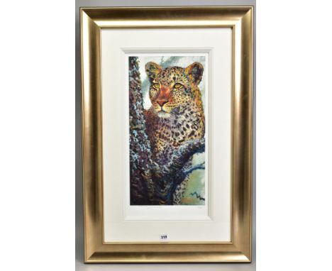 ROLF HARRIS (AUSTRALIAN 1930) 'ALERT FOR PREY II', a limited edition print of a Leopard, 167/195, signed to lower margin with