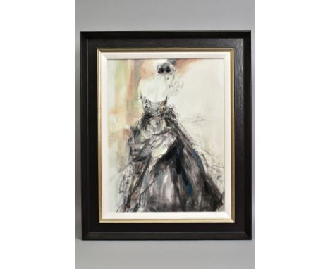 ANNA RAZUMOVSKAYA (RUSSIAN CONTEMPORARY) 'CARESS (SEPIA) II', a limited edition print 7/50 of a female figure wearing a ballg