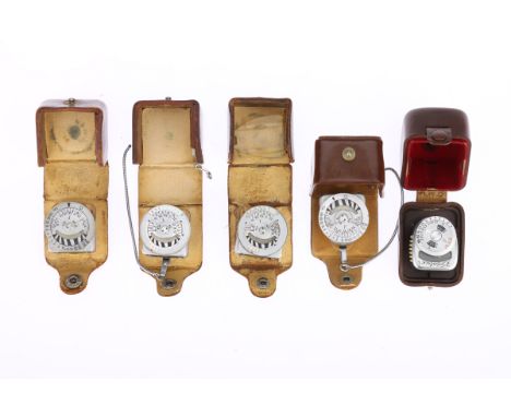 Four Leica Metraphot 2 Light Meter Devices, in G-VG cosmetic condition, each with case, do not appear to respond to light,