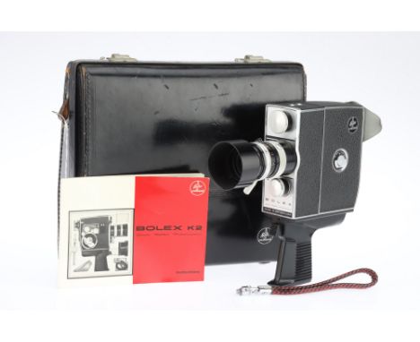 A Bolex K2 8mm Motion Picture Camera, body G, motor winds &amp; runs, optics VG, in maker's case,