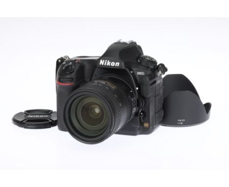 A Nikon D850 Full Frame DSLR Camera 2017-, black, serial no.9020519, with an AF-S Nikkor ED VR f/3.5-4.5 G 24-85mm lens, seri