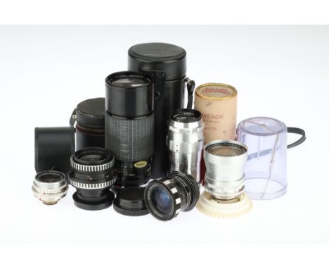 A Small Collection of Camera Lenses including a Carl Zeiss Jena Flektogon f/2.8 35mm for Exakta, a Schneider-Kreuznach Retina