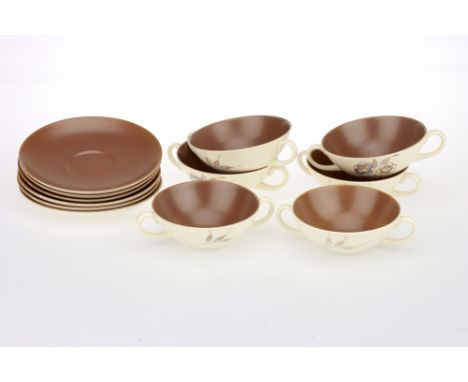 A Selection of Six Poole Pottery Soup Dishes &amp; Sauces, all marked to base (a lot)