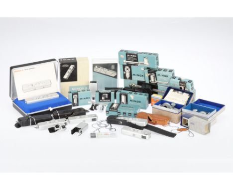 * A Comprehensive Collection of Minox Cameras &amp; Accessories, including three Minox B cameras and two Minox C cameras, box