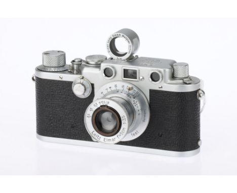 A Leica IIIf 35mm Rangefinder Camera, 1952, chrome, serial no. 605180, body G, shutter working, cracking to second shutter cu