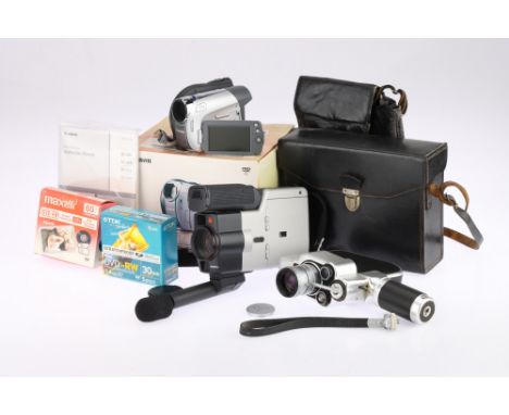 Canon and Carena Movie Cameras comprising a Canon AF-310XL-S Super 8 sound camera, motor runs when batteries inserted, otherw