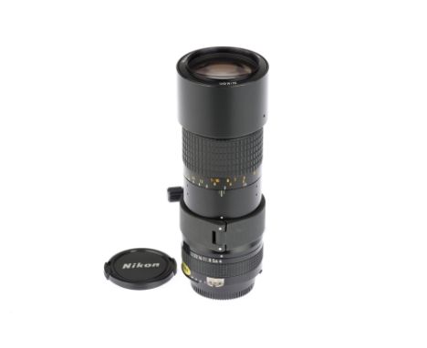 A Nikon Ai Micro-Nikkor f/4 200mm Lens, Nikon F mount, black, serial no. 191768, body, E, elements, VG-E, one tiny patch of f