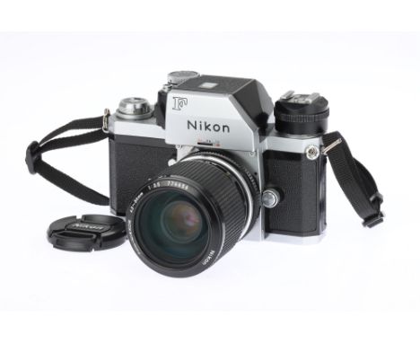 A Nikon F Photomic 35mm SLR Camera, chrome, serial no. 7262776, body G-VG, shutter working, prism untested, with Nikon Zoom-N
