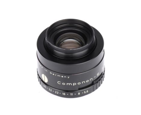 A Schneider-Kreuznach Componon-S f/5.6 135mm Lens, black, serial no. 13911641, body G-VG, optics G, some light haze present,