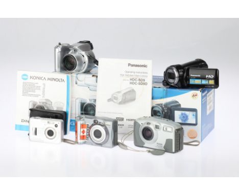 A Selection of Five Digital Cameras, to include a Kodak DC3400, a Canon Powershot A40, a Casio Exilm, a Konica Minolta Dimage