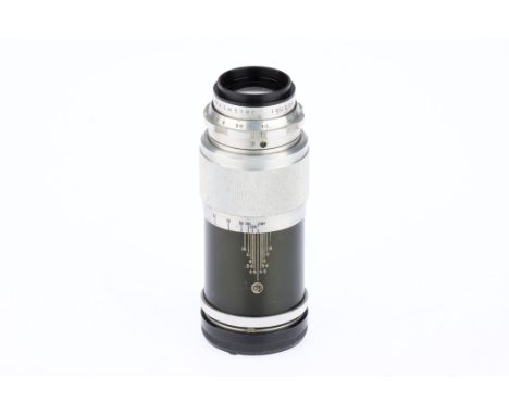 A Dallmeyer Dalrac f/4.5 135mm Lens, Leica L39 with M adapter, serial no. 503791, body, F, elements, G, some coating issues a