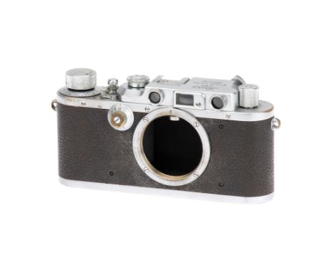 A Leica IIIa 35mm Rangefinder Camera Body, 1938, chrome, serial no. 304859, body G, some light areas of brassing, RF patch cl