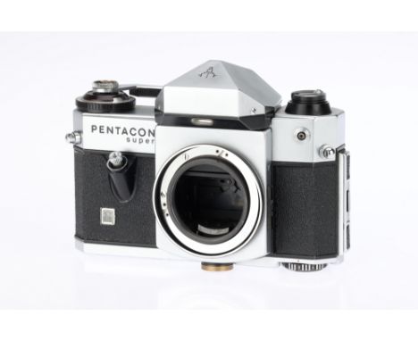 * A Pentacon Super SLR Camera Body, chrome, serial no. 4008, body, F-G, shutter not working and requires attention