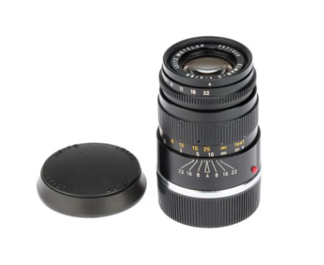 A Leitz Elmar-C f/4 90mm Lens, Leica M mount, black, serial no. 2571609, body, VG, elements, G, some internal haze and light 