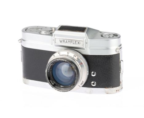 A Wray Wrayflex I Camera, chrome, serial no. 1953, with Wray Unilite f/2 50mm lens, chrome, serial no. 116610, body, F, shutt
