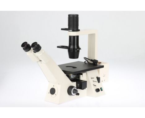 Zeiss Axiovert 25 Binocular Microscope, Ziess Axiovert 25 Inverted binocular microscope, with 6 objective head with Zeiss Pla