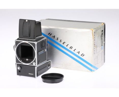 A Hasselblad 500ELX Medium Format Camera Body, chrome, serial no. RT1329760, body, G, powers up and appears to work, complete