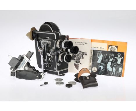 A Bolex H8 Reflex Cine Camera, with three lenses including Kern Macro-Switar f/1.4 36mm, Kern Switar f/1.6 5.5mm and Kern Mac