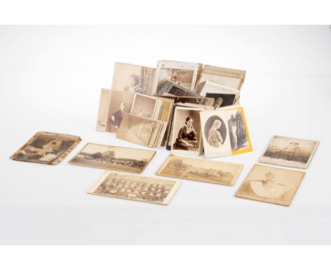 Small Collection of Carte De Visite Photographs covering various subjects including a class photo of school children, a Tudor