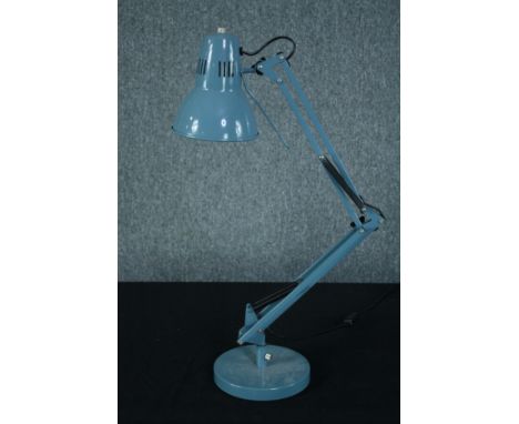 John Lewis anglepoise lamp in a teal or light blue finish. H.76 cm. 