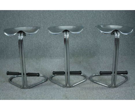 Rodney Kinsman for Bieffeplast, a set of three mid century tractor stools. H.67cm. (each) 