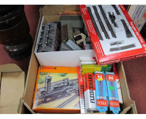 A Quantity of "N" Gauge Lineside/Layout Buildings, Industrial and Domestic, mainly kit built card to a good standard, plus Fl