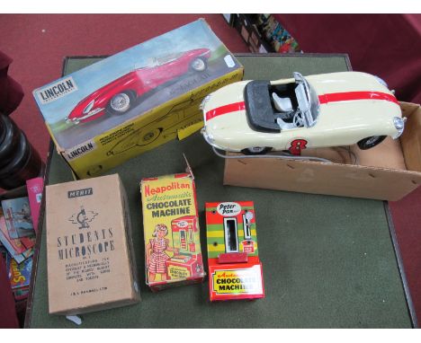 A Lincoln International Remote Control Plastic Model 'Self Drive Power Steering' 'E Type' Jaguar; A Peter Pan Regd. Tinplate 