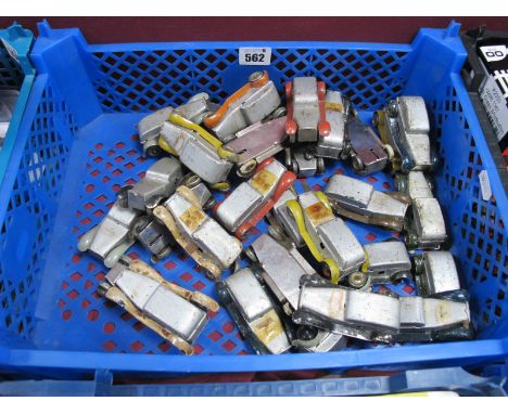 Approximately Thirty Tinplate Clockwork Model Vehicles, marked 'Foreign' to base, all playworn with damages and/or small part