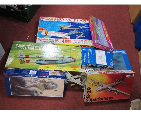 Eight Plastic Model aircraft Kits by Eagle Wall, Hawk, Aurora, Revell, Trumpeter and Other, including Eagle Wall Design-A-Pla