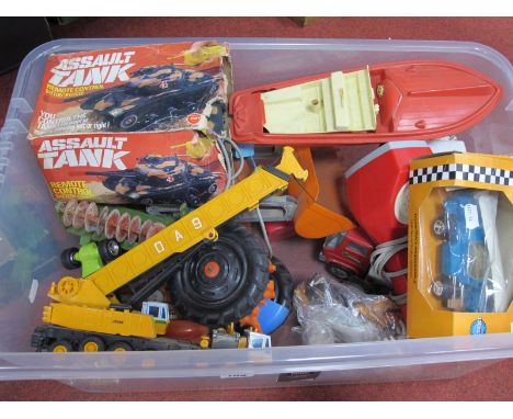 A Quantity of Plastic Tinplate Pressed Steel Model Vehicles and Toys. to include Kenner Tough Track Professionals Friction Po