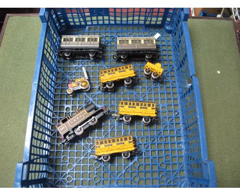 Hornby "OO" Gauge: Stephenson's Rocket Locomotive, Tender and Three Coaches, together with a LN02 0-4-0T locomotive with two 