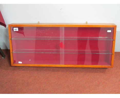 A Wooden Construction Glazed Wall Cabinet Suitable for Displaying Model Railway, Diecast Model Vehicles, two glass shelves, m