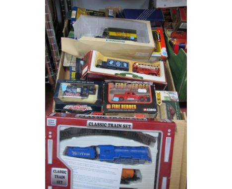 Approximately Twenty Diecast Model Vehicles, by Lledo, Corgi, Matchbox, Burago and Other, including Matchbox Models of Yester