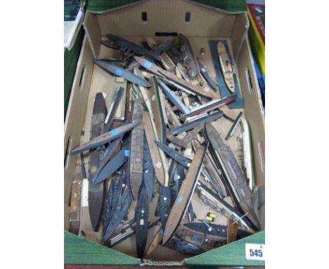 An Interesting Collection of Wooden Construction Waterline Model Ships, to include HMS Lion, Valiant, Queen Elizabeth, small 