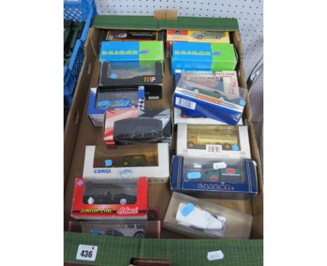 Sixteen Diecast Model Vehicles by Eligor, Schuco, Efe, Lledo and Others, including Schuco Junior Line Jaguar XJS Cabrio, Vang