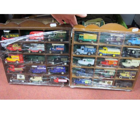 Thirty Lledo 'Days Gone' and Similar Diecast Model Commercial Vehicles, all presented within two wooden display cases.
