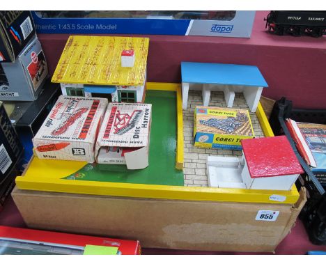 Three Boxed Diecast Model Farm Accessories, comprising of Corgi Toys No. 71 wheel Controlled Tandem Disc Harrow, Britains No.