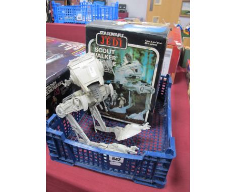 Two Original Star Wars Trilogy Return of The Jedi Scout Walker Vehicles, playworn, small parts may be missing, one model with