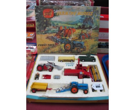 Corgi Toys Major Gift Set No.22 Farming Models, contents include Combine Harvester, Land Rover and Trailer, Milk Churns, Mass