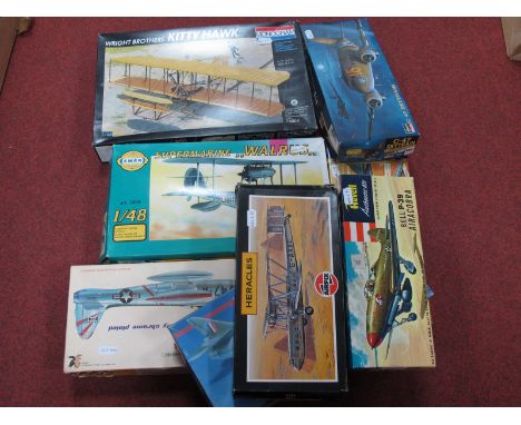 Eight Plastic Model aircraft Kits by Hawk, Monogram, Revell, Hasegawa, Airfix and Other, including Hawk Republic F-84G Thunde