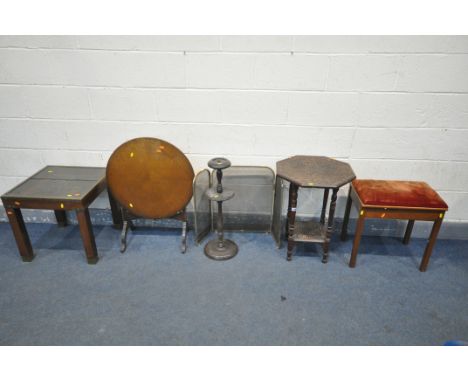 A SELECTION OF OCCASIONAL FURNITURE, to include an early 20th century carved octagonal two tier occasional table (historical 