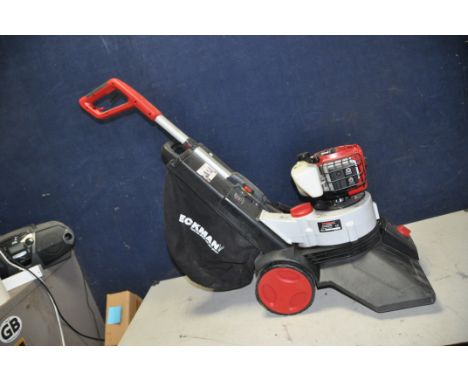 AN ECKMAN PLB1 PETROL GARDEN BLOWER/VAC with grass collection bag (engine pulls freely but hasn't been started)