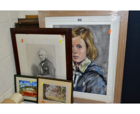 PICTURES AND PRINTS ETC, TO INCLUDE A PASTEL PORTRAIT OF A YOUNG FEMALE FIGURE, signed Hank '78, approximate size 45cm x 35cm