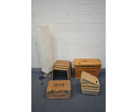 A MODERN PINE DOMED TRUNK, width 74cm x depth 40cm x height 55cm (surface scratches and missing piece of wood to back of trun