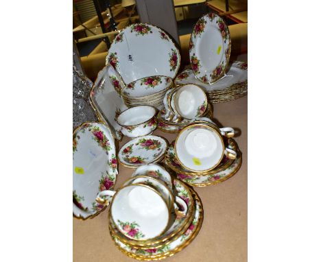 A ROYAL ALBERT ' OLD COUNTRY ROSES' PATTERN PART TEA SET, comprising one bread and butter plate, one rectangle sandwich plate