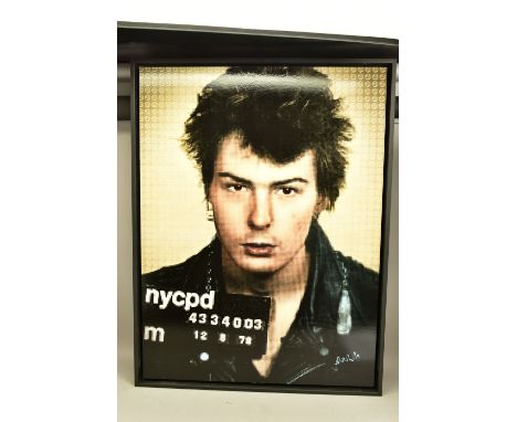 NICK HOLDSWORTH (BRITISH CONTEMPORARY) 'SID VICIOUS', a pixelated portrait of the Sex Pistols star based upon his arrest mugs